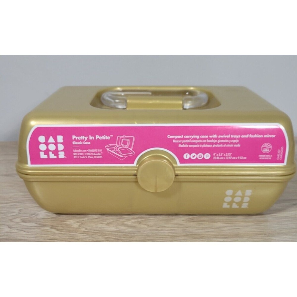 Caboodles Pretty in Petite Case 2 Tier with Mirror Gold